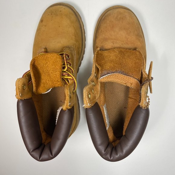 Timberland Youth Boots Waterproof Nubuck Wheat Brown Sz 3M - Picture 7 of 16